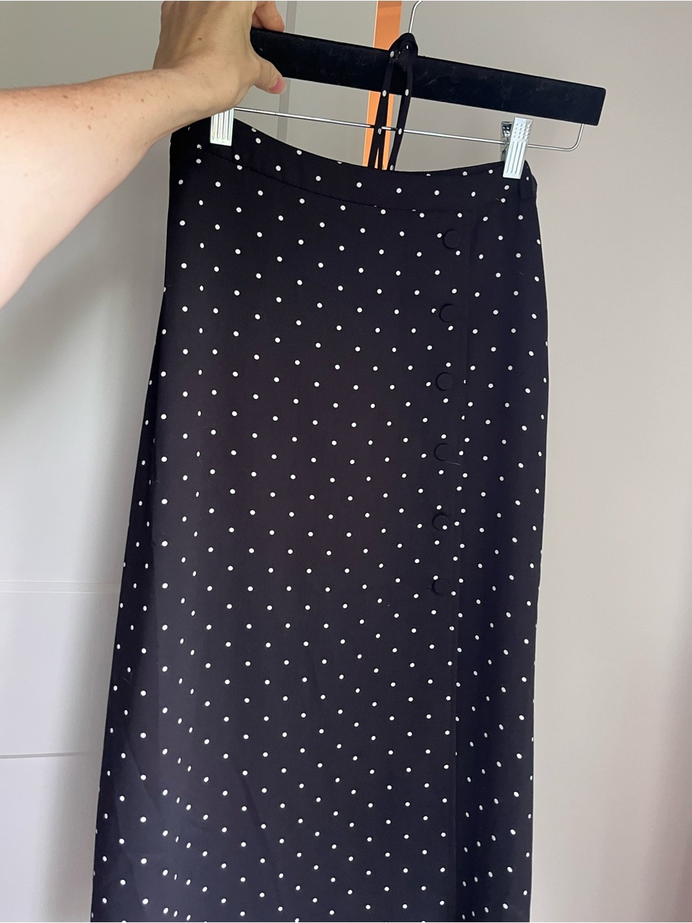 Polka Dot Midi Skirt - Black/White - Picture 3 of 9